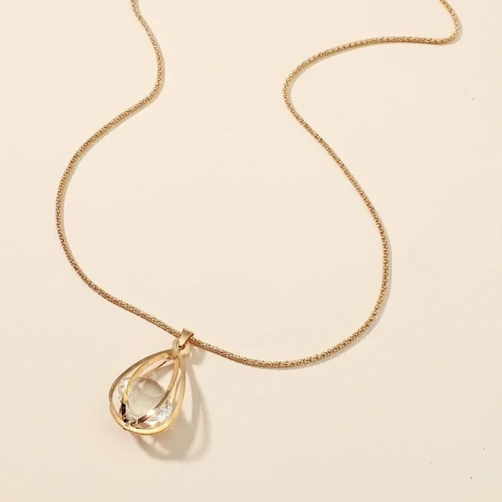 Crystal Water Drop Charm Necklace - Picture 3 of 4